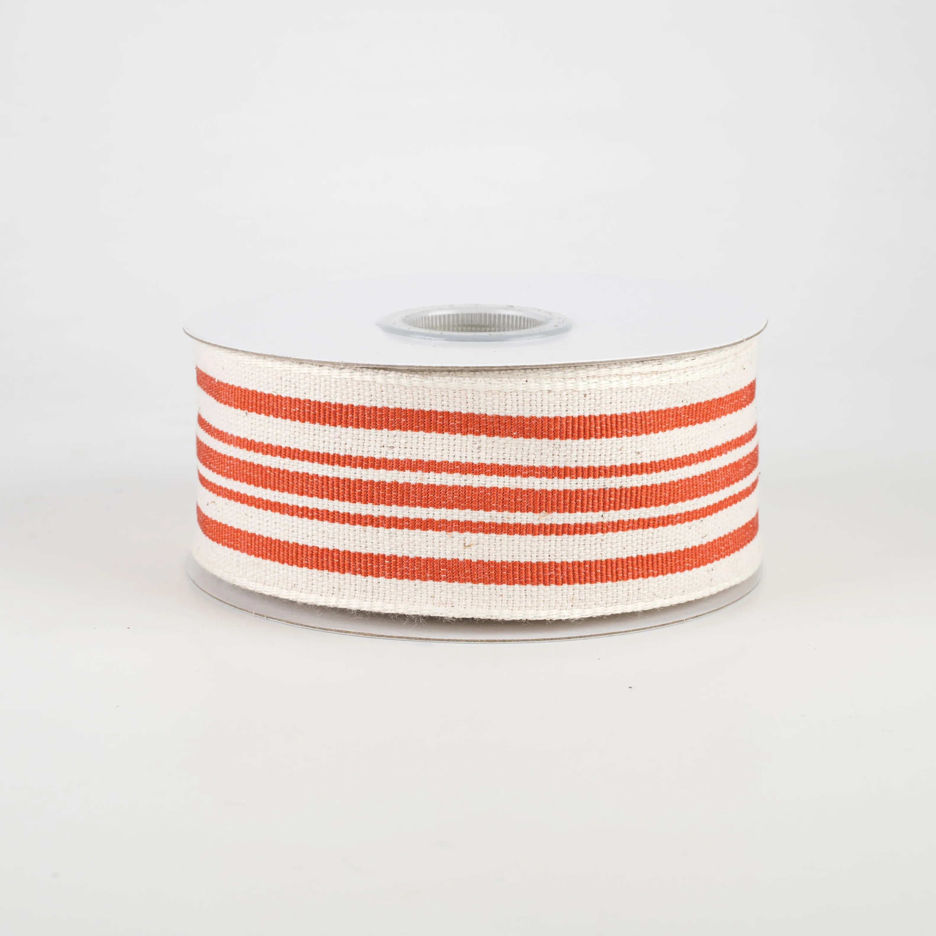 1.5" French Ticking Stripe Ribbon: Ivory & Orange (10 Yards)