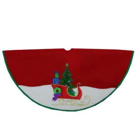 20" Red and White Loaded Sleaigh in the Snow Mini Christmas Tree Skirt