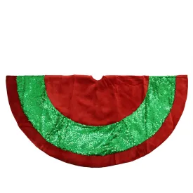 48" Red and Green Holographic Sequined Christmas Tree Skirt