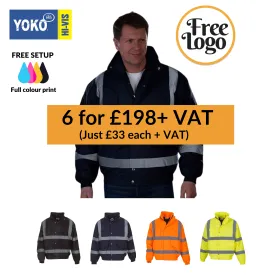 6 for £198 Yoko Hi-Vis Classic Bomber Jacket Bundle Deal