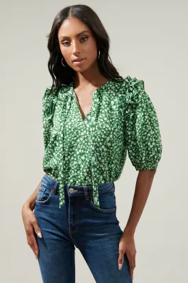 Adieu Floral Noche Tie Neck Blouse