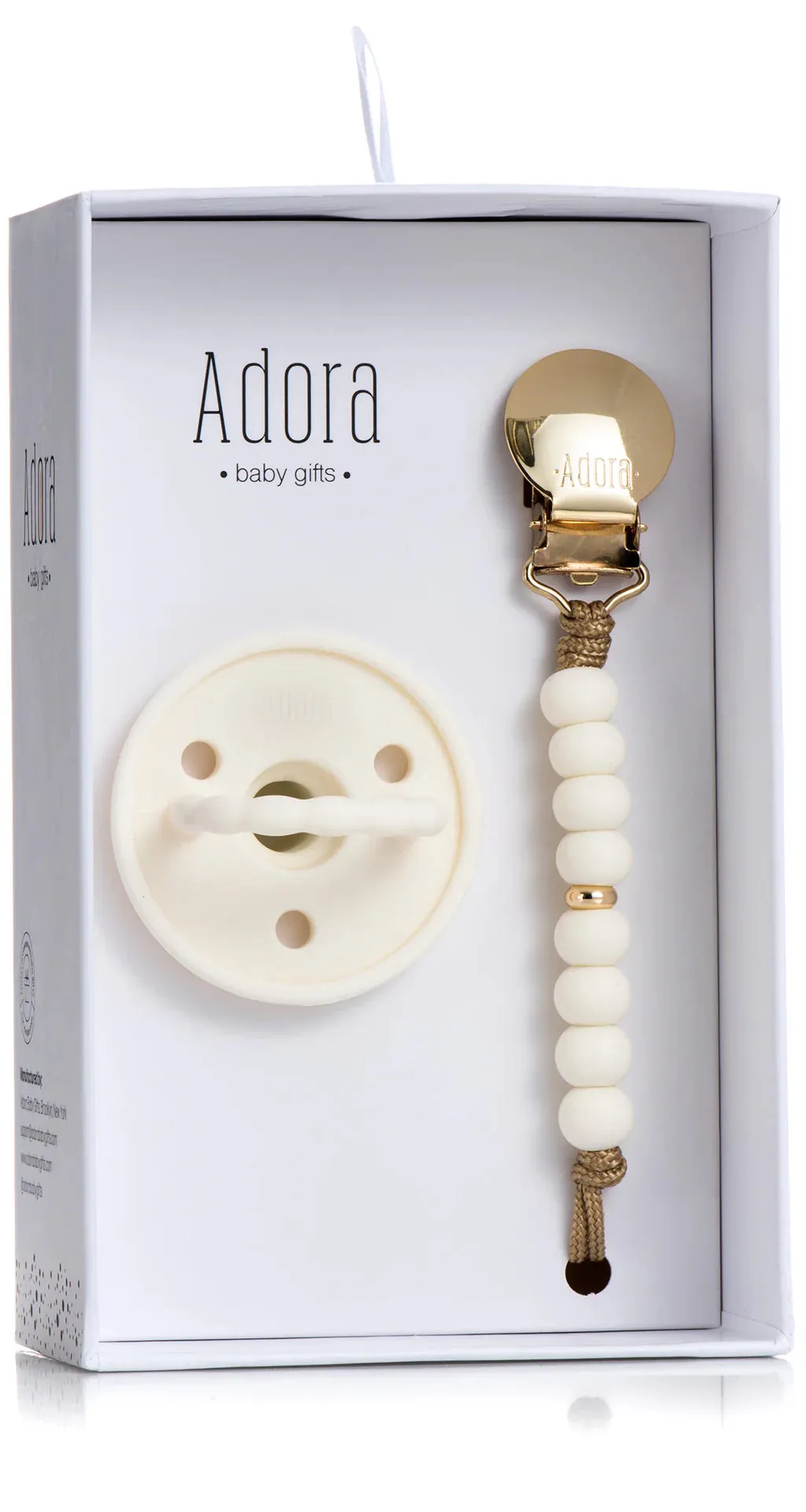 Adora Vanilla Gold Ombre Pacifier Clip Gift Set