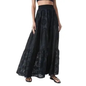 ALICE   OLIVIA Ladies Black Basic Panelled Eyelet Maxi SKirt, "Reise", Size 0