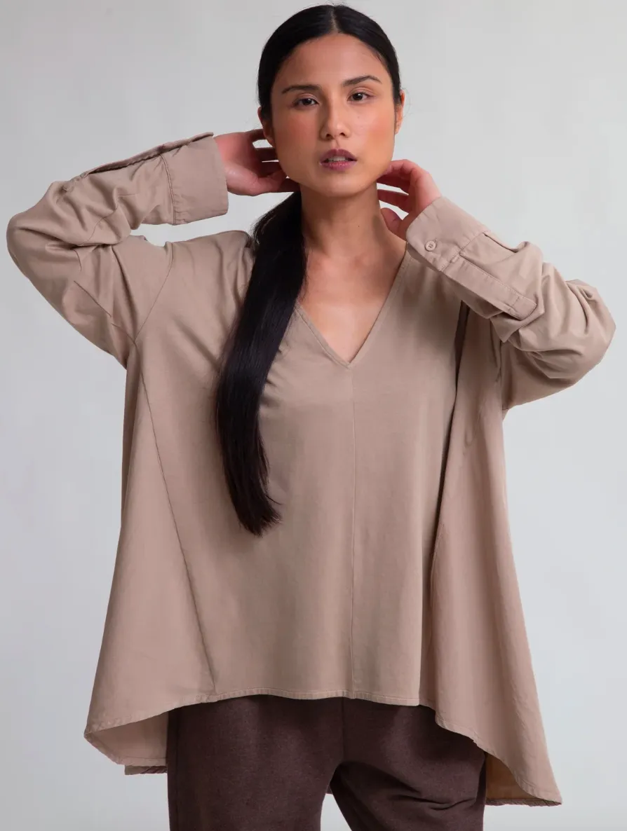 Aoife Organic Cotton Blouse in Light Taupe