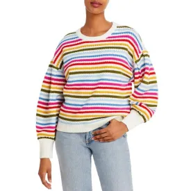 AQUA WOMEN'S MULTI-COLOR STRIPED SWEATER KNITTED