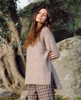 Austyn-Marie Alpaca & Organic Cotton Jumper In Brown