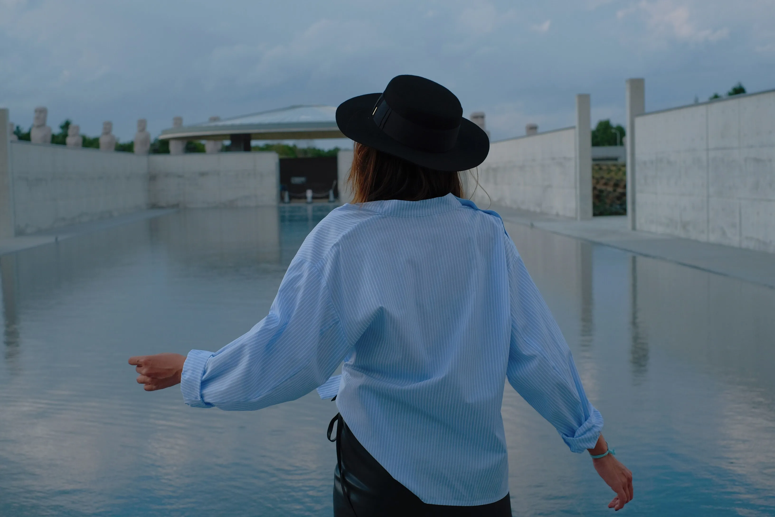 Baby Blue Pinstripe Belted Shirt