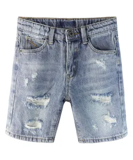 Baby Denim Shorts,Elastic WaistBand Inside Ripped Holes Summer Half Jeans