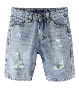 Baby Denim Shorts,Elastic WaistBand Inside Ripped Holes Summer Short Jeans