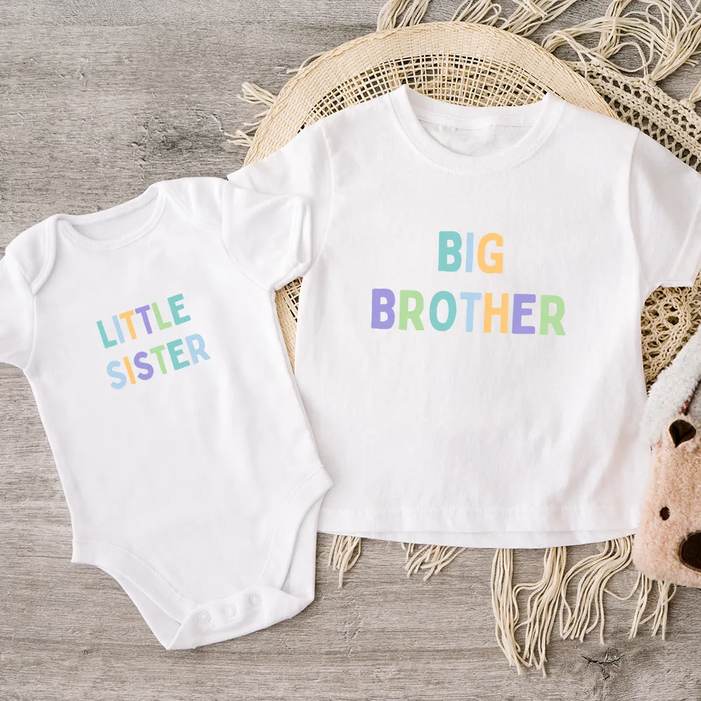 Big Brother & Little Sister Pastel Matching T-Shirt/Baby Vest