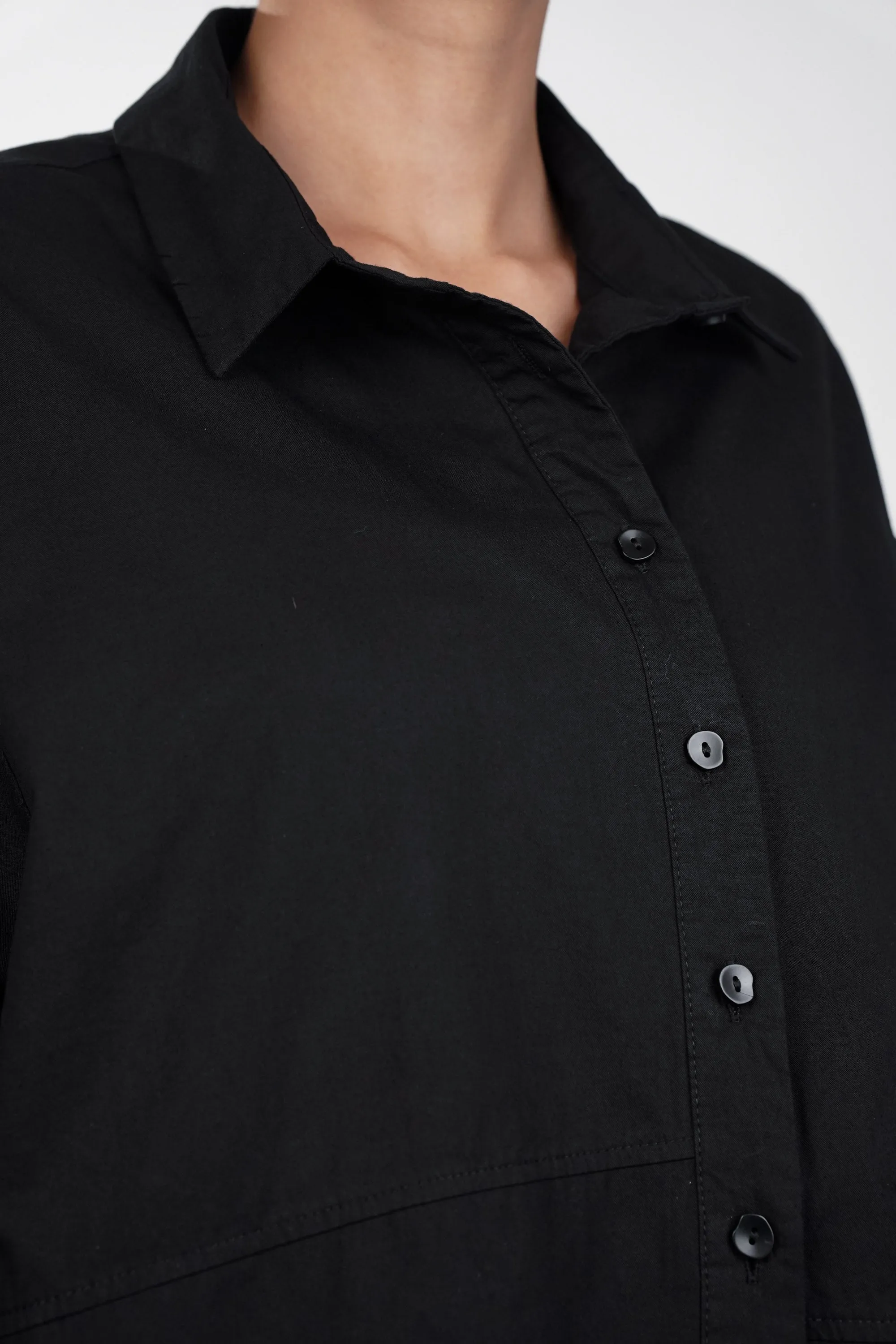 Black Shirt With Zigzag Hem