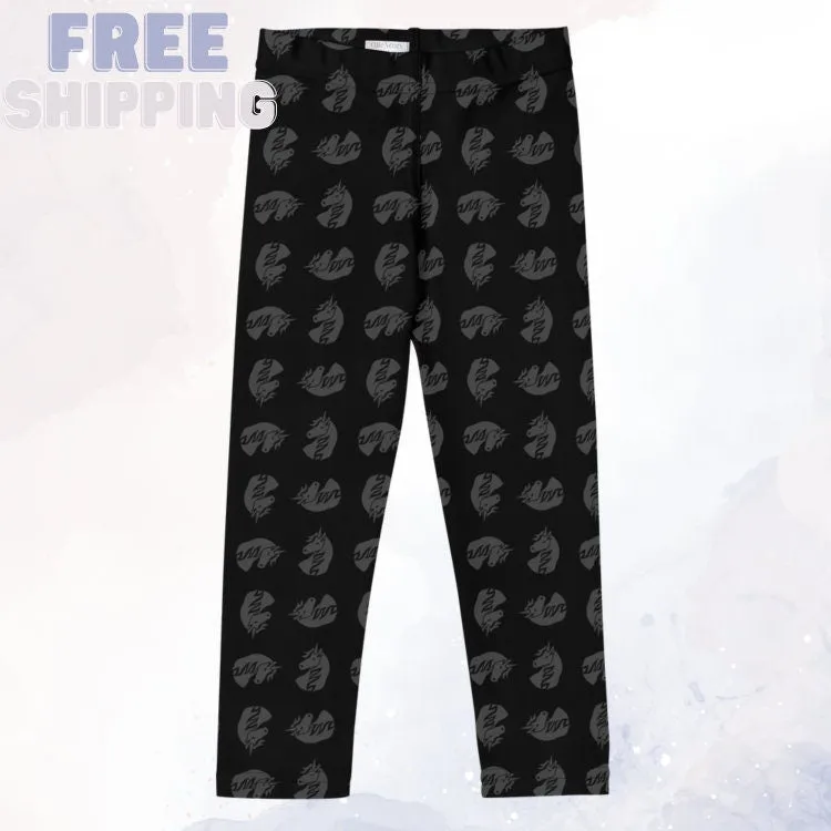 Black Unicorn Comfy Kids Leggings