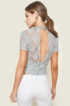 Bluebird Open Back Lace Crop Top