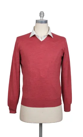 Brunello Cucinelli Red V-Neck Sweater