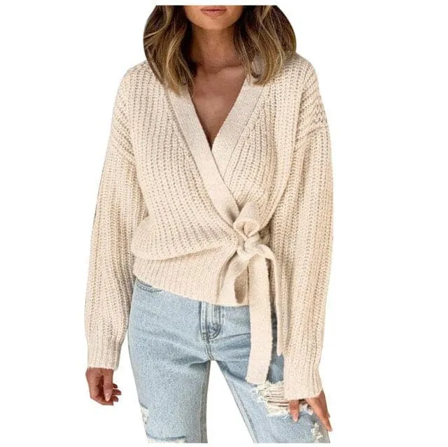 Casual V-neck Long Sleeves Sweater Pull Jumper