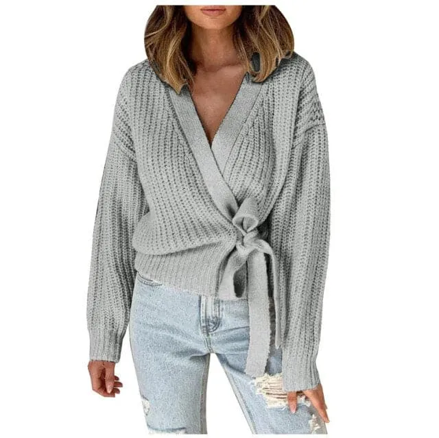 Casual V-neck Long Sleeves Sweater Pull Jumper