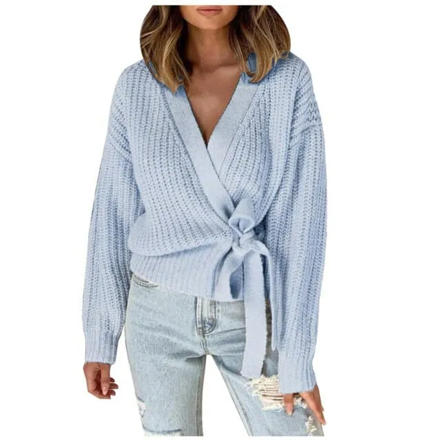 Casual V-neck Long Sleeves Sweater Pull Jumper