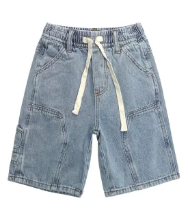 Children's Denim Shorts,Ribbed Elastic WaistBand with Strings Summer Jeans Half Pants