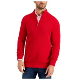 Club Room Men's Cable Knit Quarter Zip Pullover Sweater, Ablaze Red, Size XXL!!