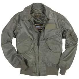 Cockpit USA Mens USN Fighter Weapons Nylon Flight Jacket - Sage