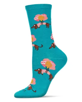 Dachshund Float Bamboo Blend Crew Sock