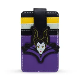 Disney Wallet, Character Wallet ID Card Holder, Sleeping Beauty Villain Maleficent Face Multi Color, Vegan Leather