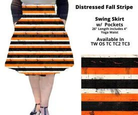 Distressed Fall Stripe Swing Skirt by ML&M