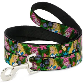 Dog Leash - Alice & Cheshire Cat Poses/Flowers by Buckle-Down