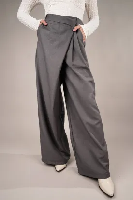 Draped Grey Asymmetrical Pants