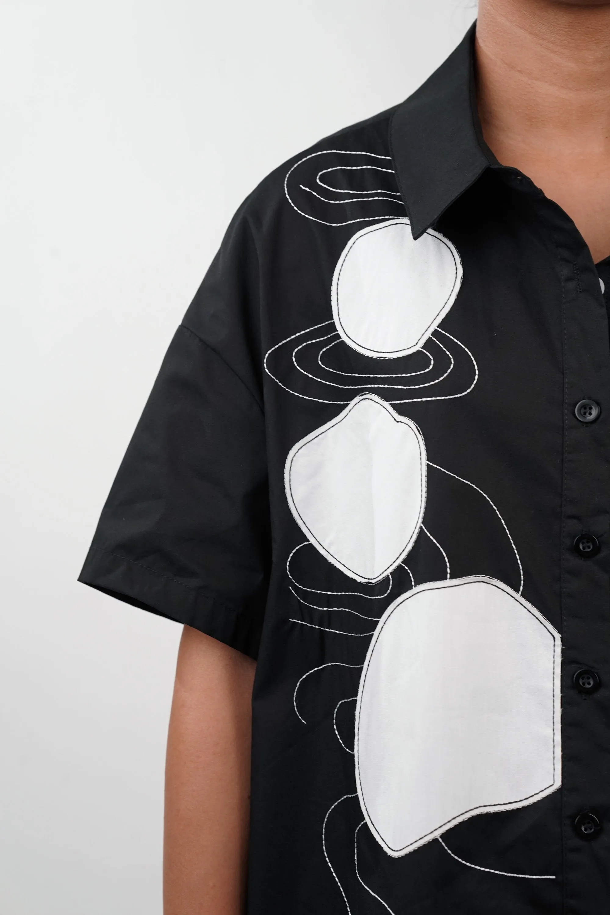 Galaxy Black Oversized Patch Shirt