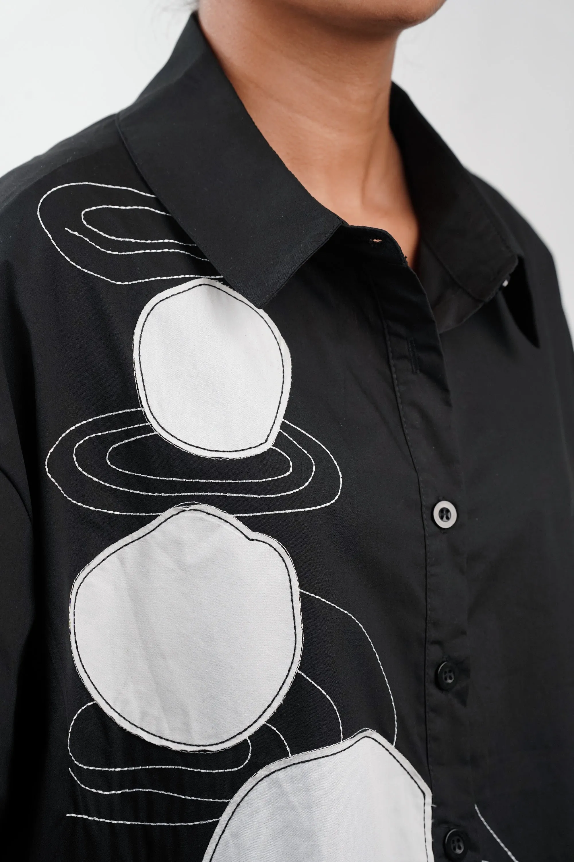 Galaxy Black Oversized Patch Shirt