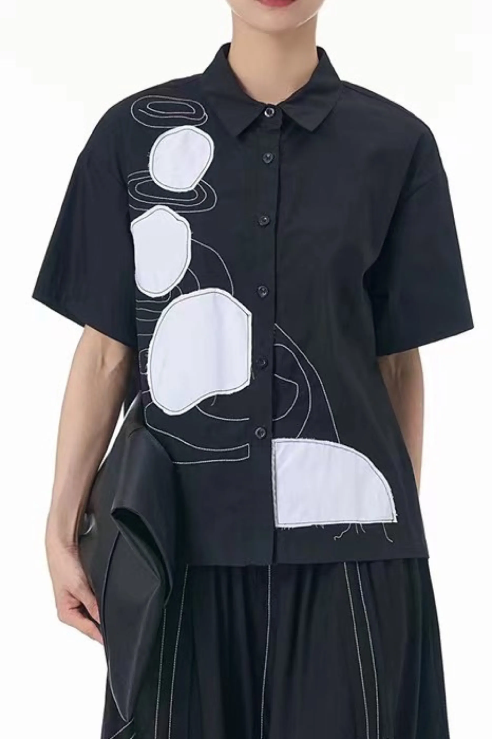 Galaxy Black Oversized Patch Shirt