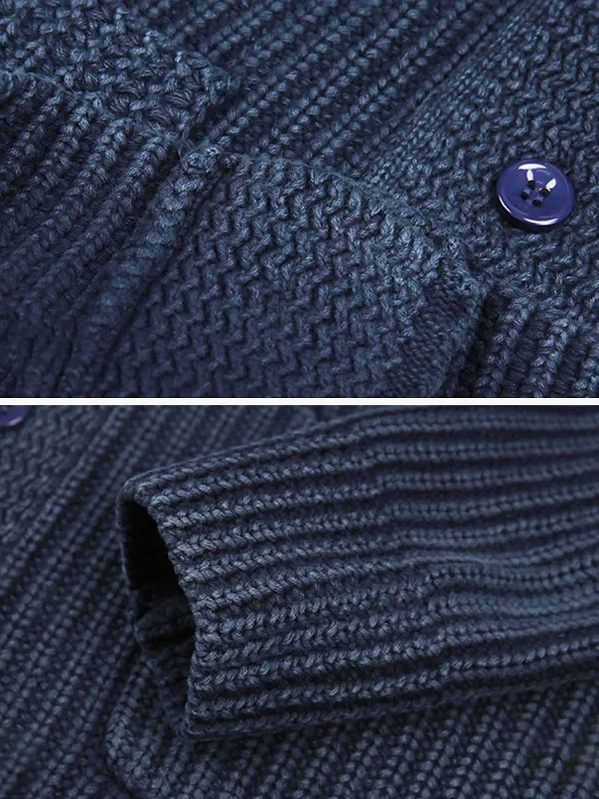 Indigo-Dyed V-Neck Cotton Knitted Cardigan