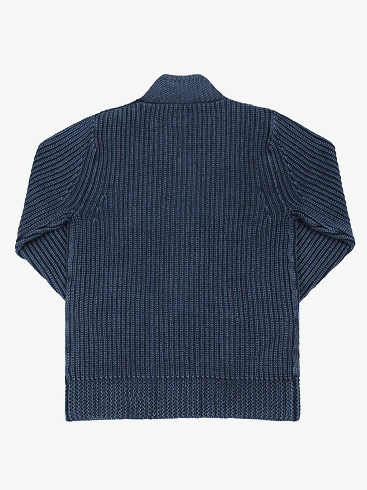 Indigo-Dyed V-Neck Cotton Knitted Cardigan