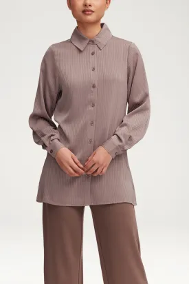 Jaserah Button Down Top - Taupe