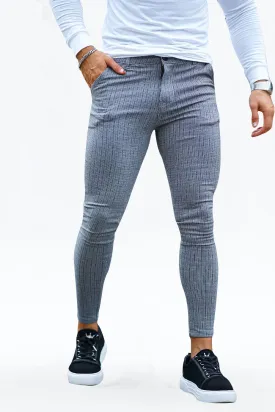 Men's Grey Stretch Pant - Stripe