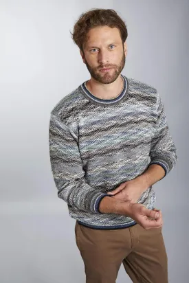 Men's Luca Blue and White Pullover