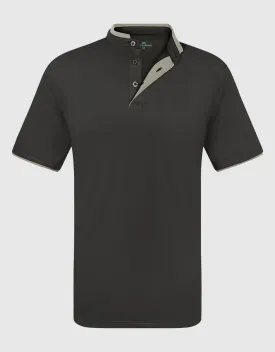 Men's Short Sleeve Henley Polo Shirt with Contrast-Trim