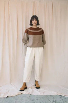 Minako Lambswool Jumper in Antelope and Oatmeal