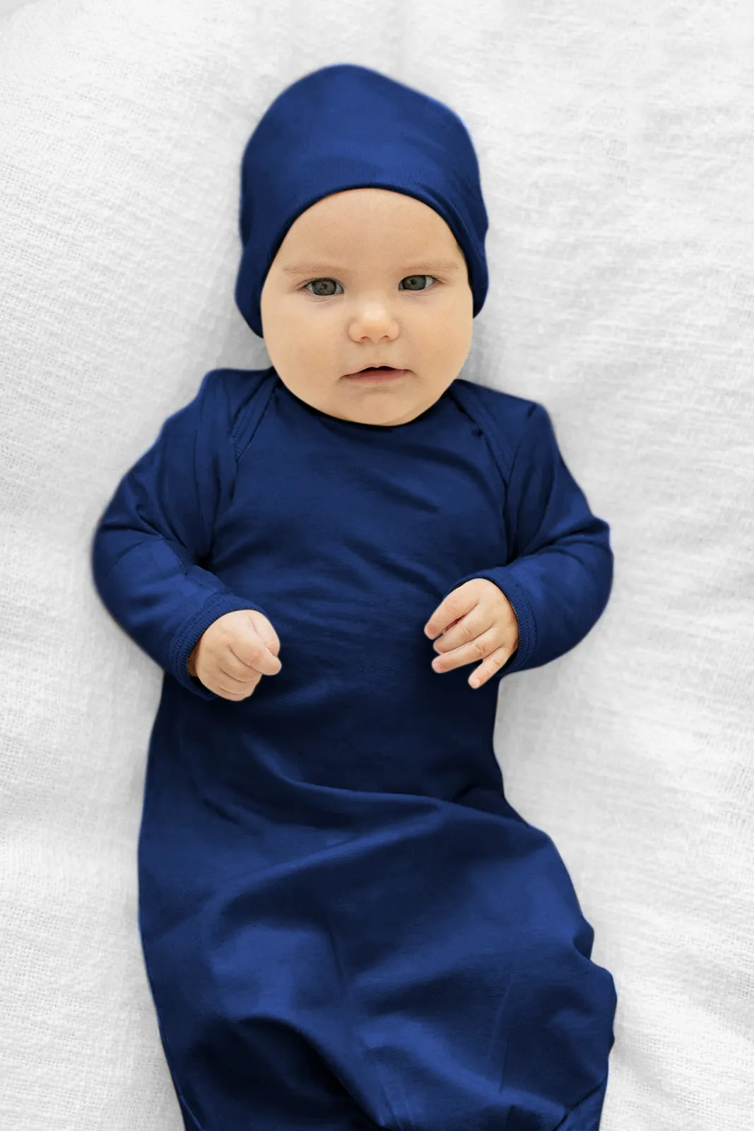 Navy Blue Baby Coming Home Outfit & Matching Newborn Hat Set