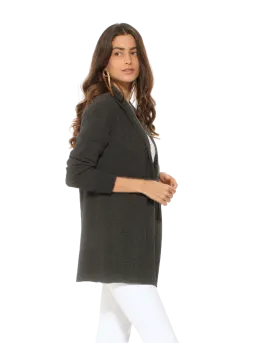 Pure Cashmere Open Front Cardigan Charcoal