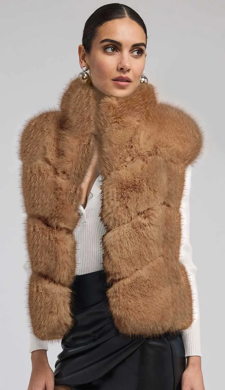 Rosario Faux Fur Vest - Toffee