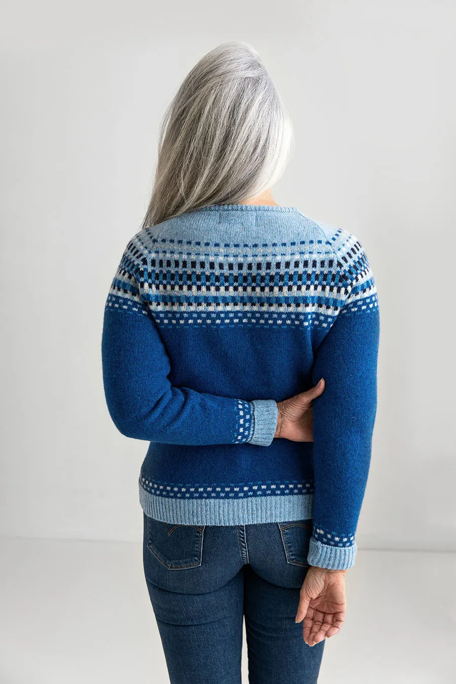 Womens Building Blocks Fair isle Cardigan - Blue