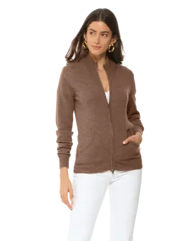 Women's Cashmere Zip Cardigan Brown