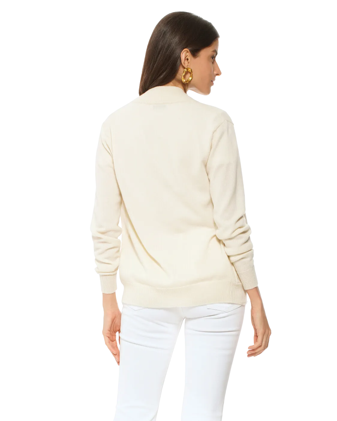 Women's Cashmere Zip Cardigan Milk White