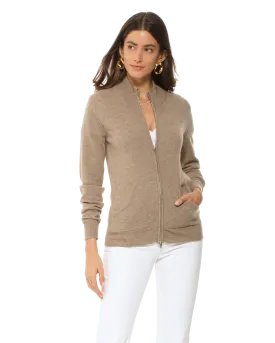 Women's Cashmere Zip Cardigan Taupe